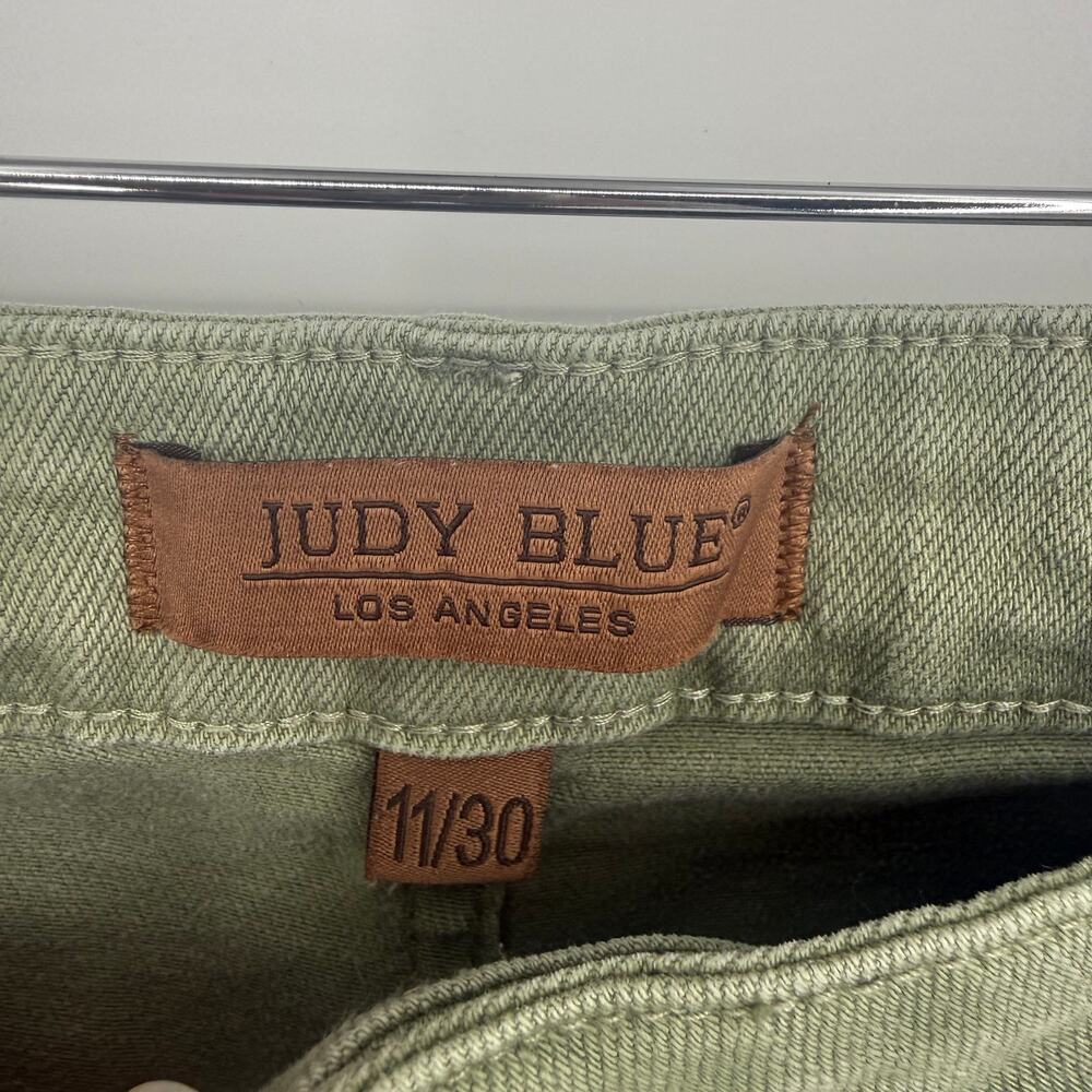 Judy Blue Greenwich Front Seam Straight Fit Wide Bottom Jeans Size 11/30 Sage - Picture 3 of 10